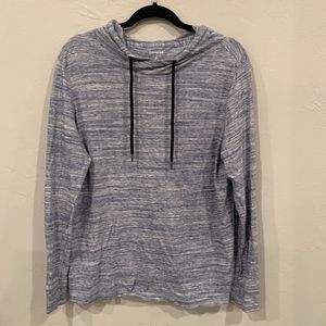 Express Blue & White Thin Drawstring Hoodie Size M